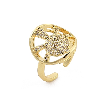 Rack Plating Brass Micro Pave Clear Cubic Zirconia Cuff Rings for Women RJEW-M028-110G-1