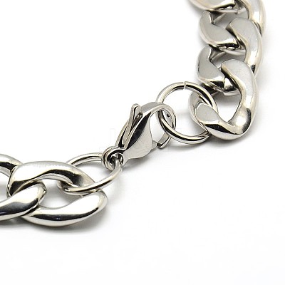 Tarnish Resistant 304 Stainless Steel Curb Chain/Twisted Chain Bracelets STAS-A028-B127P-1