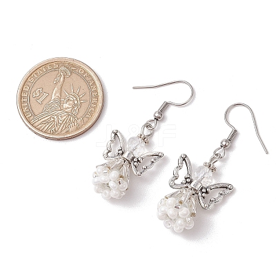 Angel Handmade Glass Seed Beads Dangle Earrings for Women EJEW-MZ00394-1