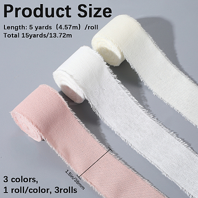 3 Rolls 3 Colors Cotton Ribbon OCOR-GF0005-33A-1
