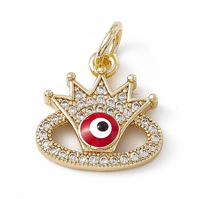 Rack Plating Brass Enamel Cubic Zirconia Charms KK-M236-02G-1