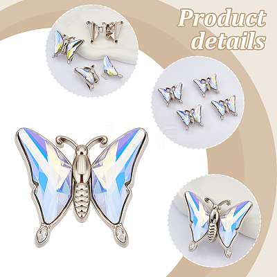 4Pcs Alloy & Glass Buckle BUTT-GA0001-05-1