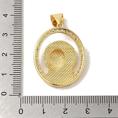 Rack Plating Brass Micro Pave Clear Cubic Zirconia Pendants KK-P267-14B-G-1