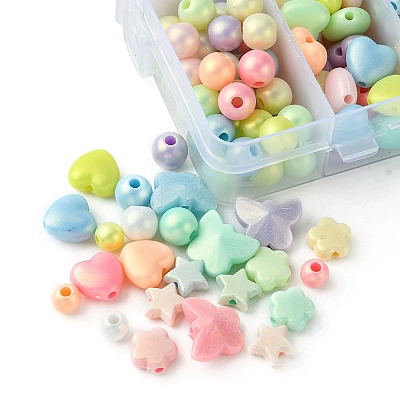 Spray Painted Frosted Opaque Acrylic Beads Sets ACRP-YW0001-10-1