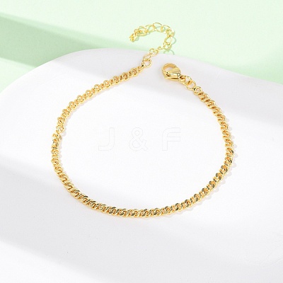Brass Curb Chain Bracelets for Women BJEW-C140-14G-1