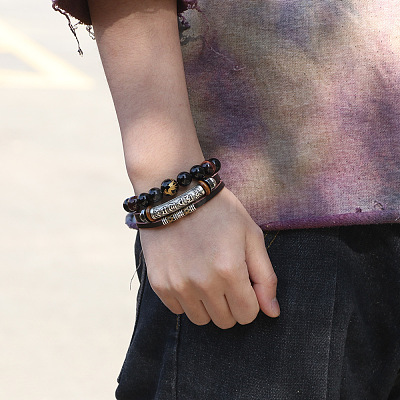 Leather Cord Multi-strand Bracelets BJEW-F352-13M-1