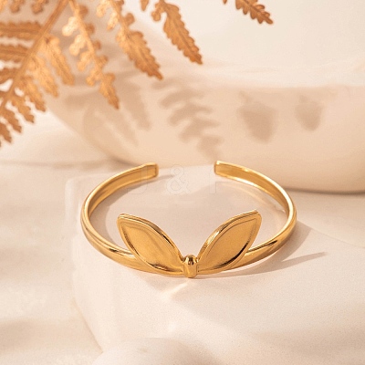 304 Stainless Steel Cuff Bangles for Women BJEW-U032-06G-1