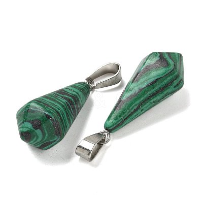 Synthetic Malachite Pointed Pendants G-B127-15P-06-1