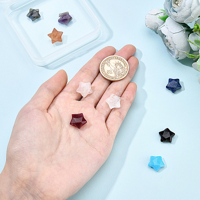 9pcs 9 style Natural Mixed Gemstone Charms G-BC0001-18-1