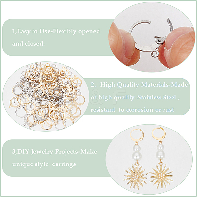80Pcs 2 Color 304 Stainless Steel Leverback Earring Findings STAS-SP0001-17-1