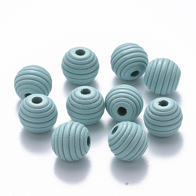 Painted Natural Wood Beehive Beads X-WOOD-Q040-019B-A01-1