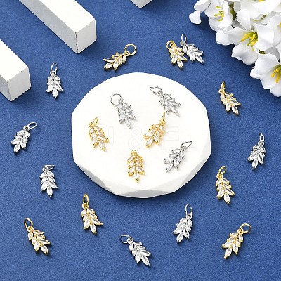 10Pcs 2 Colors Rack Plating Brass Pave Cubic Zirconia Pendants KK-YW0004-32-1