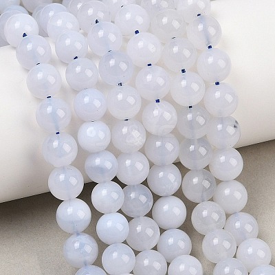 Natural Blue Chalcedony Beads Strands G-K310-C12-10mm-1