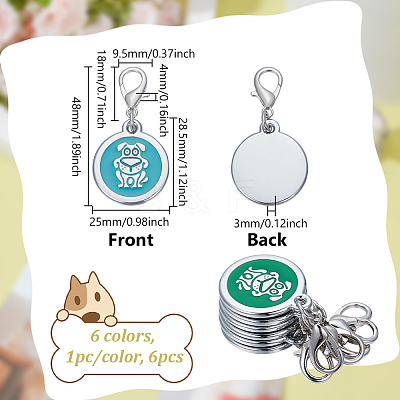 6Pcs 6 Colors Zinc Alloy Enamel Pendant Decorations AJEW-GA0008-07-1