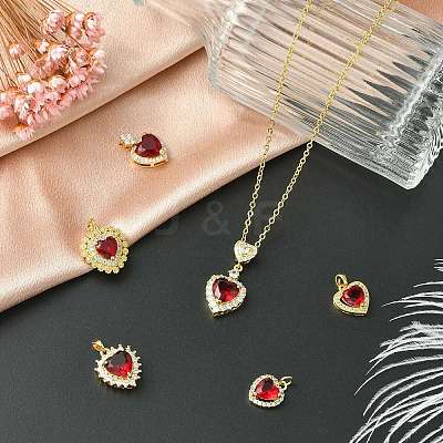 6Pcs 6 Styles Brass Pave Cubic Zirconia Pendants KK-CJ0003-85-1
