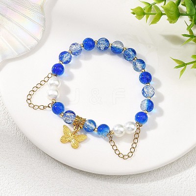 Alloy Butterfly Charm Bracelets BJEW-JB14139-1