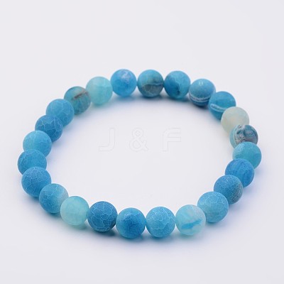 Natural Weathered Agate Stretch Beads Bracelets X-BJEW-JB02513-04-1