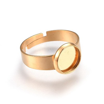 Ion Plating(IP) Adjustable 201 Stainless Steel Finger Rings Components X-STAS-G187-01G-8mm-1