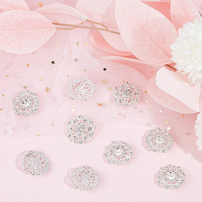 10Pcs 2 Style Crystal Rhinestone Flower Brooch Pin JEWB-GF0001-30-1
