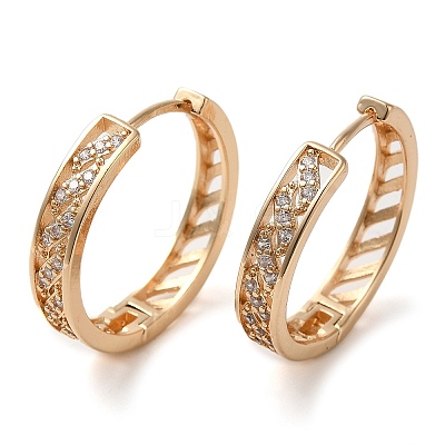 Brass Micro Pave Cubic Zirconia Hoop Earrings EJEW-M238-55KCG-1