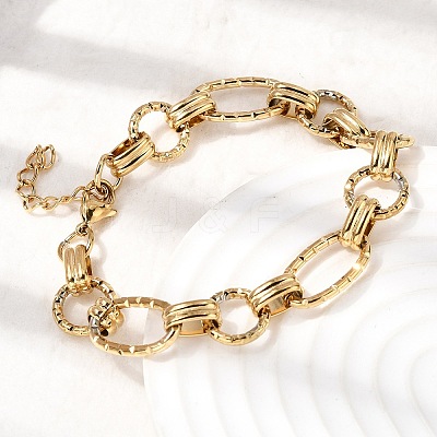 Hammered 304 Stainless Steel Link Chain Bracelets for Women BJEW-L720-01G-1