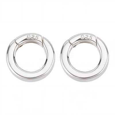 2Pcs 925 Sterling Silver Spring Gate Rings with 925 Stamp STER-SC0001-27-1