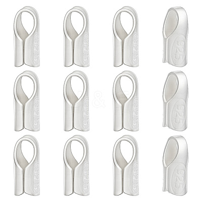12Pcs Column Sterling Silver Cord Ends STER-BC0004-48B-1