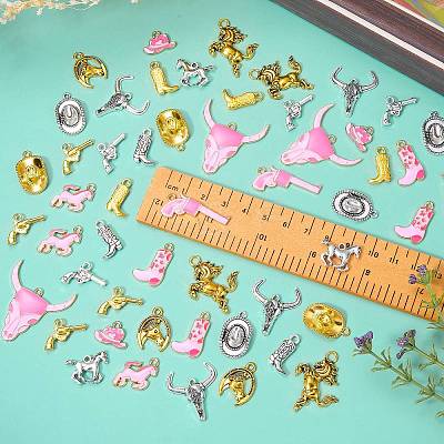 60Pcs 15 Styles West Cowboy Alloy Pendants FIND-SZ0019-69-1