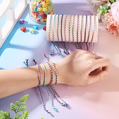 16Pcs 8 Colors Cotton Cord Silder Bracelets BJEW-TAC0059-1