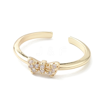 Clear Cubic Zirconia Butterfly Open Cuff Ring RJEW-C056-09G-1
