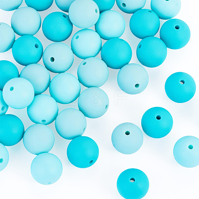 45Pcs 3 Colors Round Silicone Focal Beads SIL-TAD0001-01A-1