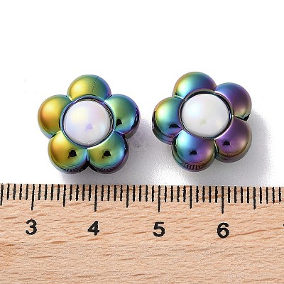 UV Plating Rainbow Iridescent Acrylic Beads OACR-H112-19B-1
