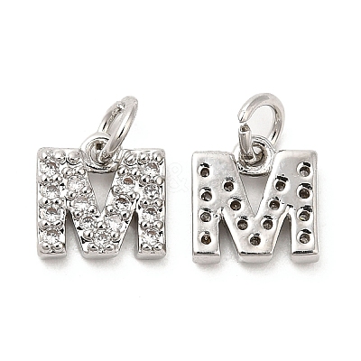 Brass Micro Pave Grade AAA Cubic Zirconia Charms ZIRC-P067-11P-M-NR-1
