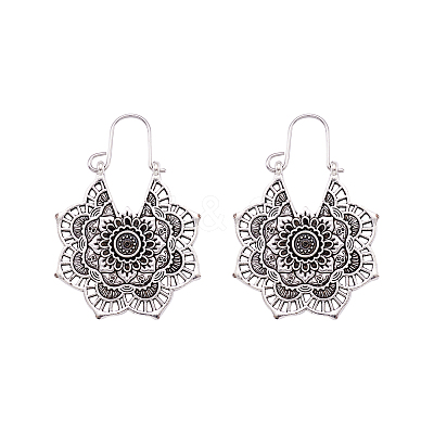 Bohemian Retro Style Alloy Dangle Hoop Earrings EJEW-TAC0003-01AS-1