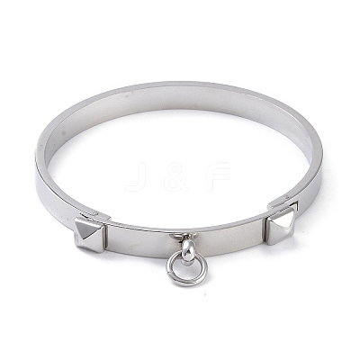 Tarnish Resistant Ring with Square 304 Stainless Steel Bangles BJEW-G700-04P-1