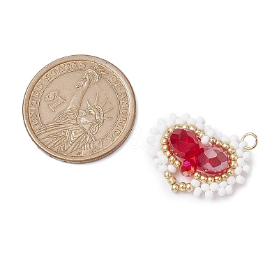 Glass Seed Beaded Pendants PALLOY-MZ00388-01-1