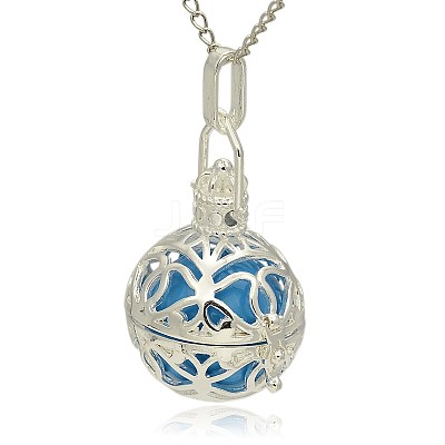 Silver Color Plated Brass Hollow Round Cage Pendants LS-KK-J240-02S-1
