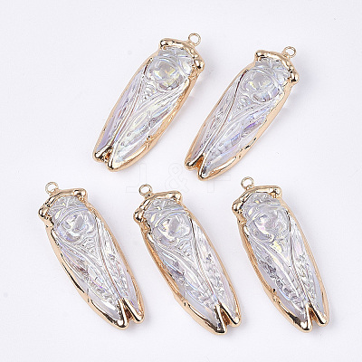 Electroplate Glass Big Pendants X-G-S344-49-1