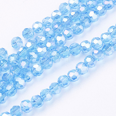 Electroplate Glass Beads Strands X-EGLA-R016-4m-8-1