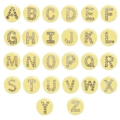 Brass Micro Pave Clear Cubic Zirconia Beads KK-T030-LA859X26-1
