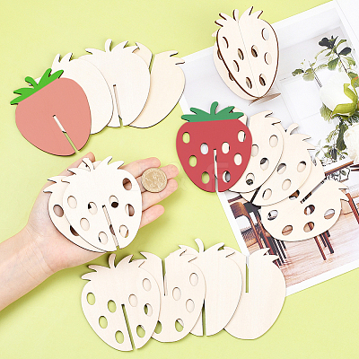 24Pcs 2 Styles Unfinished Wood Strawbeery Ornaments WOOD-SC0002-26-1