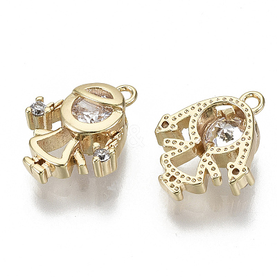 Brass Micro Pave Cubic Zirconia Charms X-KK-N232-47-NF-1