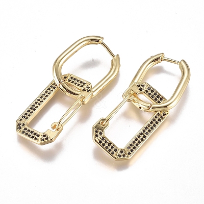 Brass Micro Pave Cubic Zirconia Dangle Huggie Hoop Earrings EJEW-G279-01G-02-1