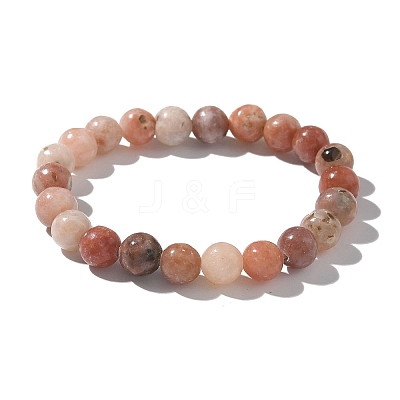 Natural Plum Blossom Jasper Beads Stretch Bracelets X-BJEW-F380-01-B08-1