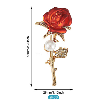 2Pcs Valentine's Day Rose Zinc Alloy Crystal Rhinestone Brooches JEWB-TADJ0001-02B-1