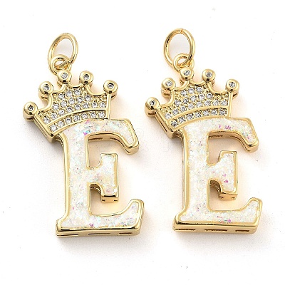 Brass Micro Pave Clear Cubic Zirconia Pendants KK-G498-01E-02-1