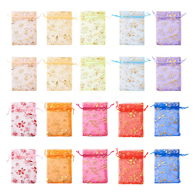 100Pcs 10 Colors Organza Drawstring Jewelry Pouches OP-TA0001-02-1