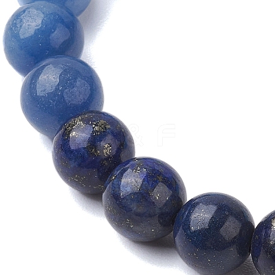 8mm Round Cat Eye & Natural Lapis Lazuli & Blue Aventurine & Dyed Crackle Agate Beaded Stretch Bracelets BJEW-TA00514-02-1
