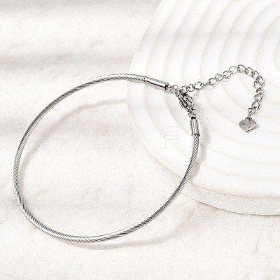 304 Stainless Steel Cable Wire Bangles for Women BJEW-P394-03P-1