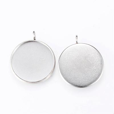 Tarnish Resistant 304 Stainless Steel Pendant Cabochon Settings STAS-R090-15-1